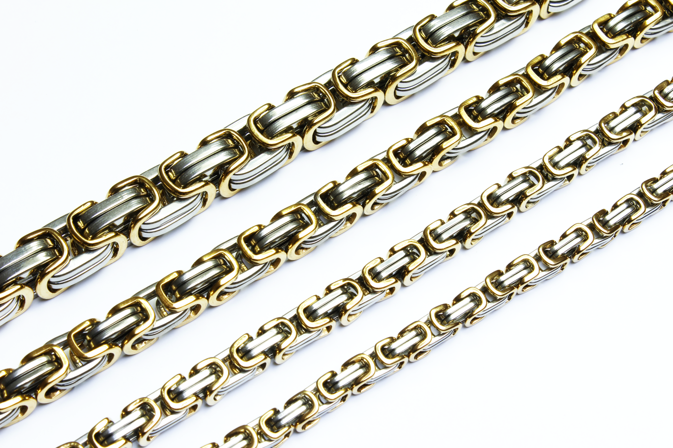 Byzantiner Kette Edelstahl silber-gold 12 mm 23 cm Armband