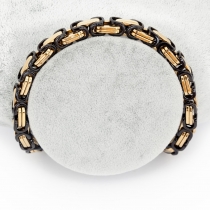 Byzantiner Kette Edelstahl gold schwarz 12 mm 26 cm Armband