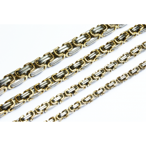 Byzantiner Kette Edelstahl silber-gold 9 mm 23 cm Armband