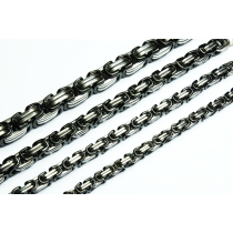 Hosenkette Edelstahl Schlüsselkette Biker Königskette silber-schwarz 120-30 cm