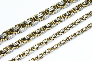 Byzantiner Königskette Armband Panzerkette Edelstahl Herren  silber gold 16-110 cm
