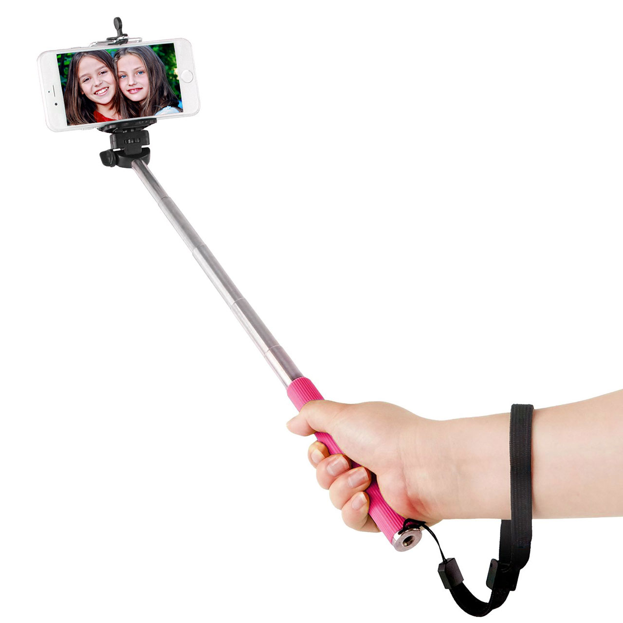 selfie stick in hand